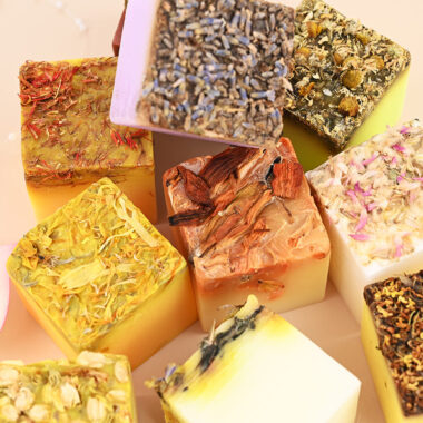 Handmade organic floral bar soap wholesale with petals
