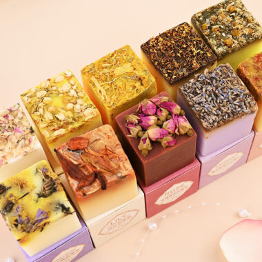 Handmade organic floral bar soap wholesale with petals