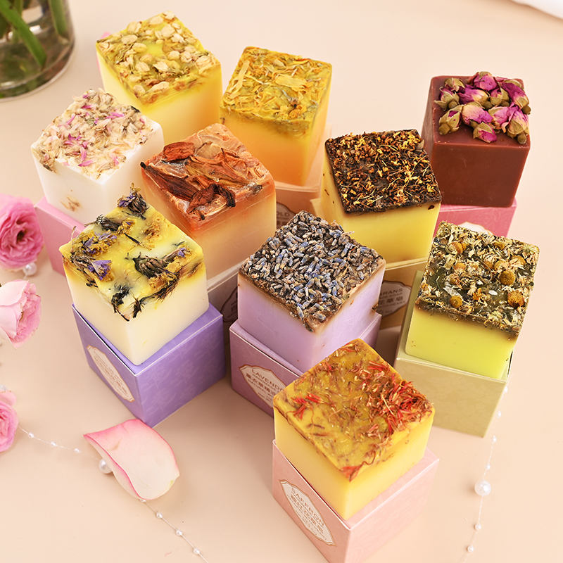 Handmade organic floral bar soap wholesale with petals