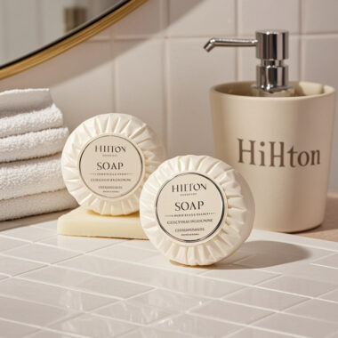 Round mini hotel soap for 5-star guest kits and luxury amenities