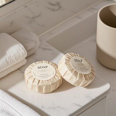 Round mini hotel soap for 5-star guest kits and luxury amenities