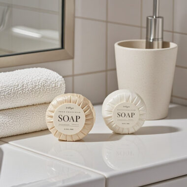 Round mini hotel soap for 5-star guest kits and luxury amenities