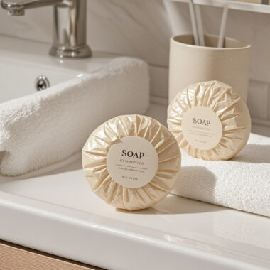 Round mini hotel soap for 5-star guest kits and luxury amenities