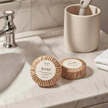 Round mini hotel soap for 5-star guest kits and luxury amenities