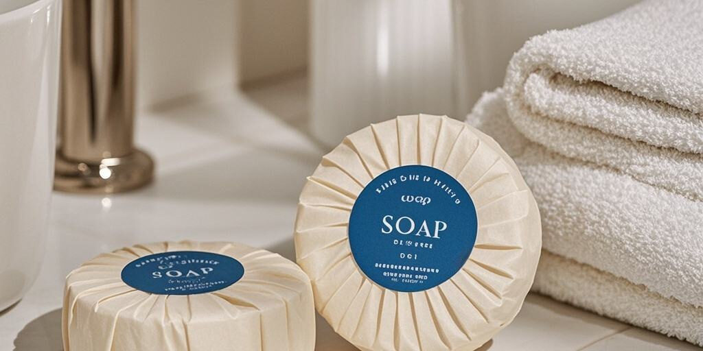 Round mini hotel soap for 5-star guest kits and luxury amenities