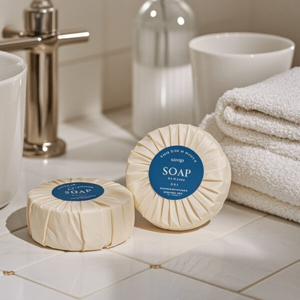 Round mini hotel soap for 5-star guest kits and luxury amenities