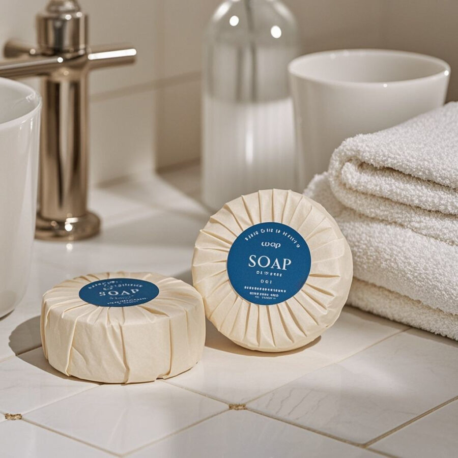 Round mini hotel soap for 5-star guest kits and luxury amenities