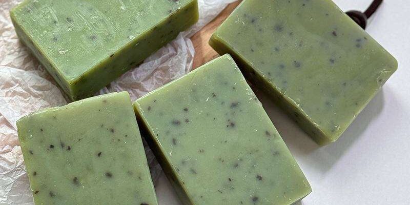 Green deep cleansing natural soap for face and body