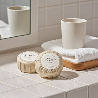 Scented hotel soap for guest rooms and bathrooms