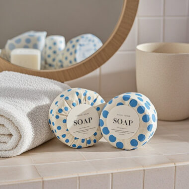 Scented hotel soap for guest rooms and bathrooms