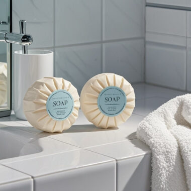 Scented hotel soap for guest rooms and bathrooms