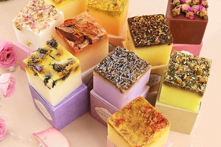 Natural soap for body and face care with organic ingredients