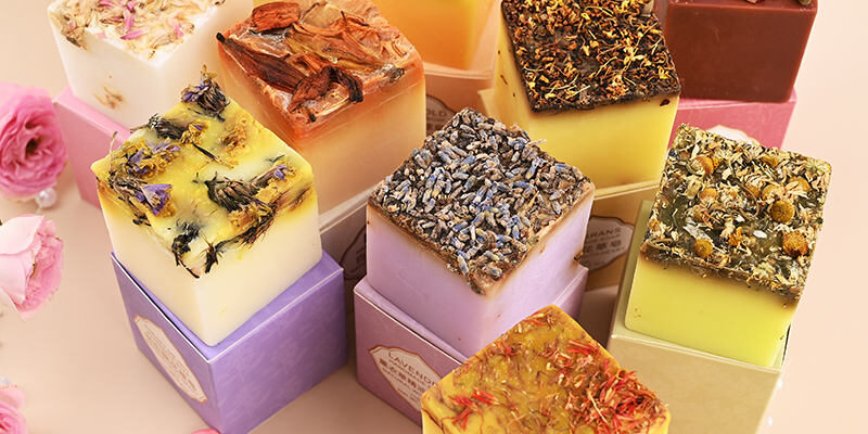 Natural soap for body and face care with organic ingredients